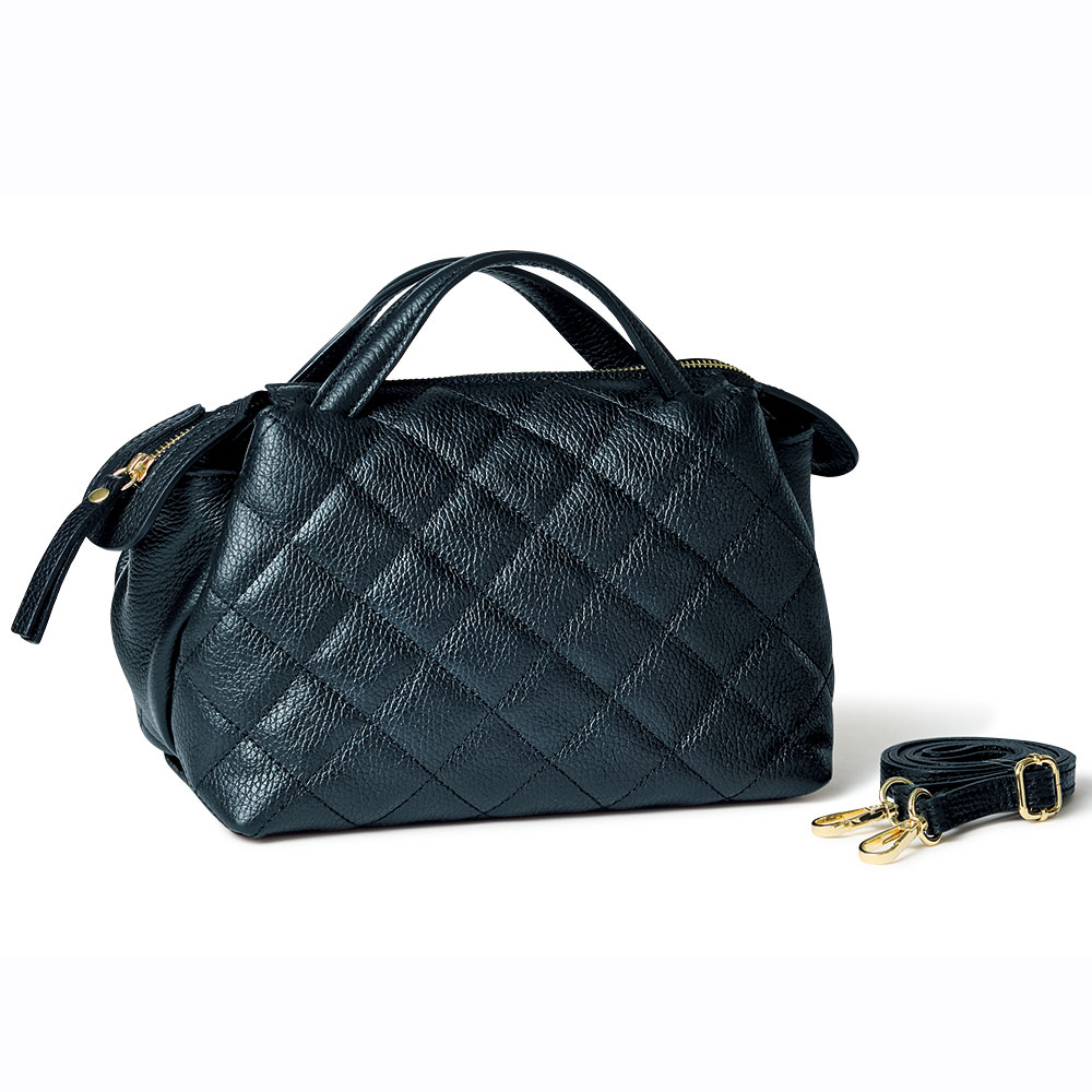 キルティングレザーボストンショルダーバッグ