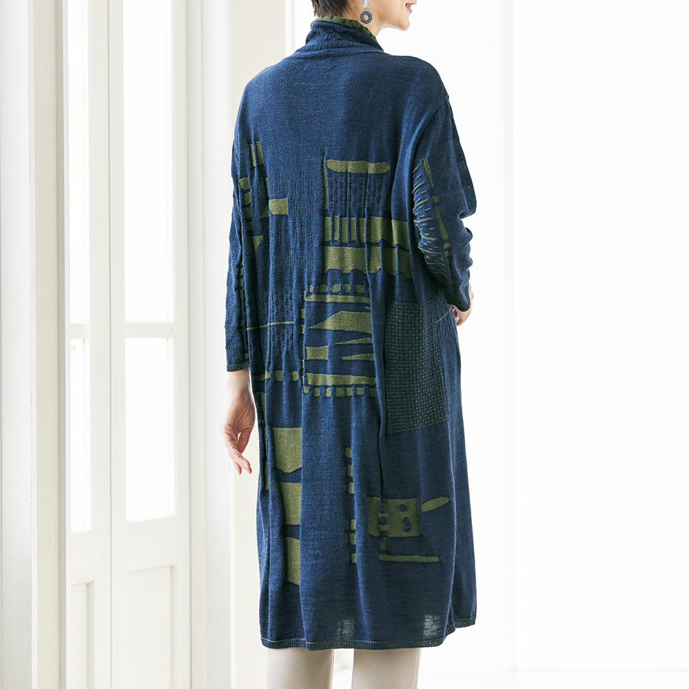 パッチワーク風ニットワンピース