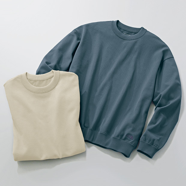 ロングスリーブリップルニットクルー