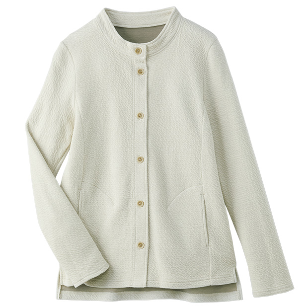 コットン混接結素材のカーディガンジャケット