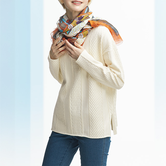 ケーブルジャカードプルオーバー