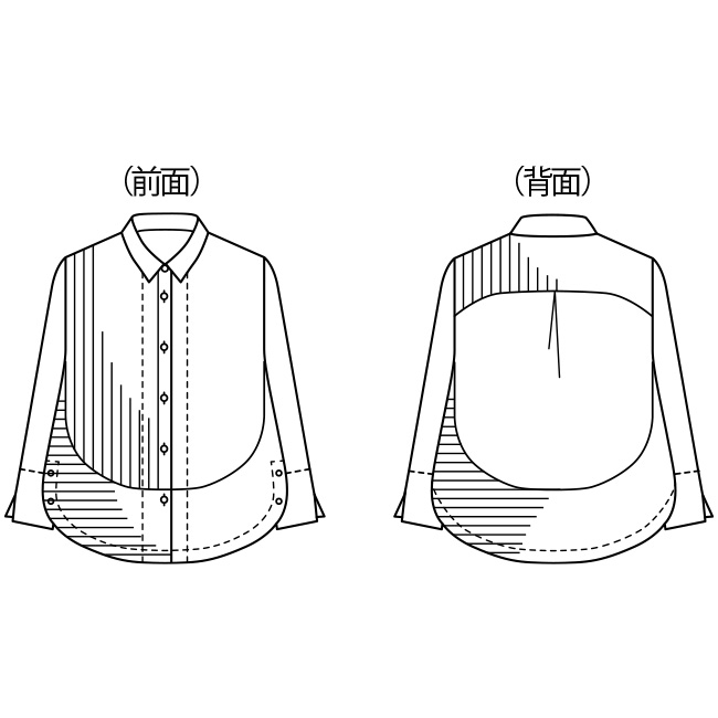 ウールガーゼストライプ切り替えブラウス