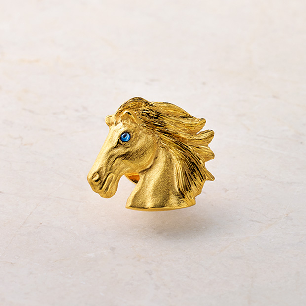 馬のピンズ／ゴールド