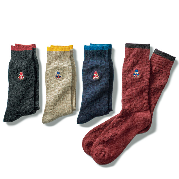 刺しゅう入り･カジュアルソックス／4色セット