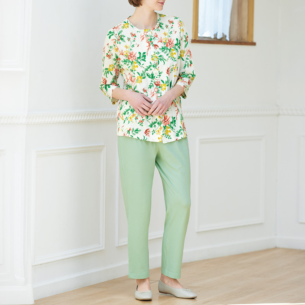 花柄プリント天竺ルームウェア