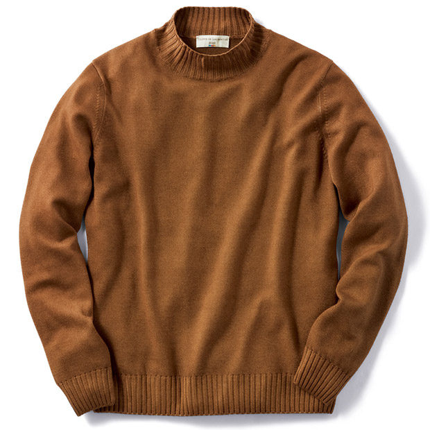 10ゲージ製品染めメリノウールモックネックセーター