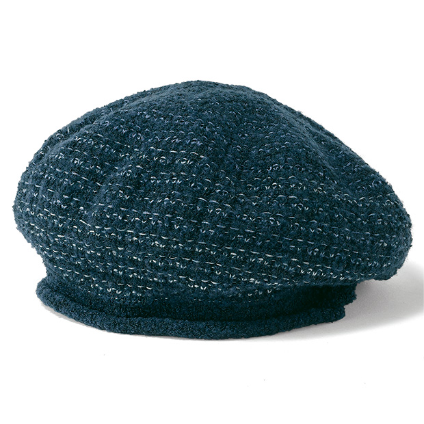 ステッチ風編み柄ベレー