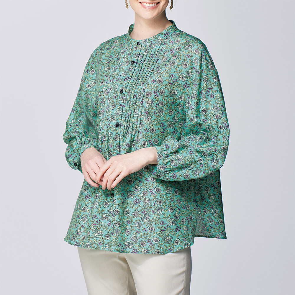 コットンシルクプリントブラウス／小花