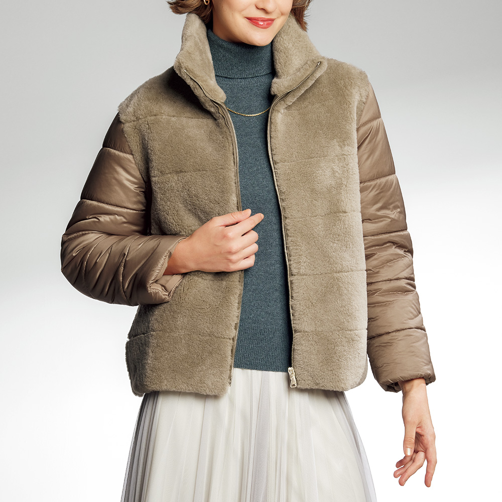 ムートンコンビの中わたジャケット