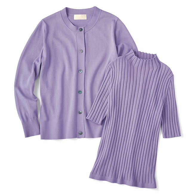 洗えるコットンカシミヤアンサンブル