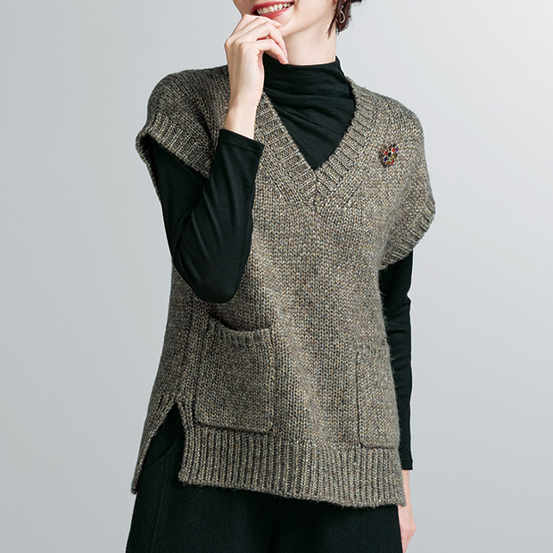 ウール混ざっくりベスト