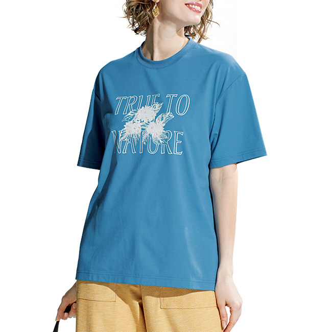 吸汗速乾･フラワープリントTシャツ／2色セット