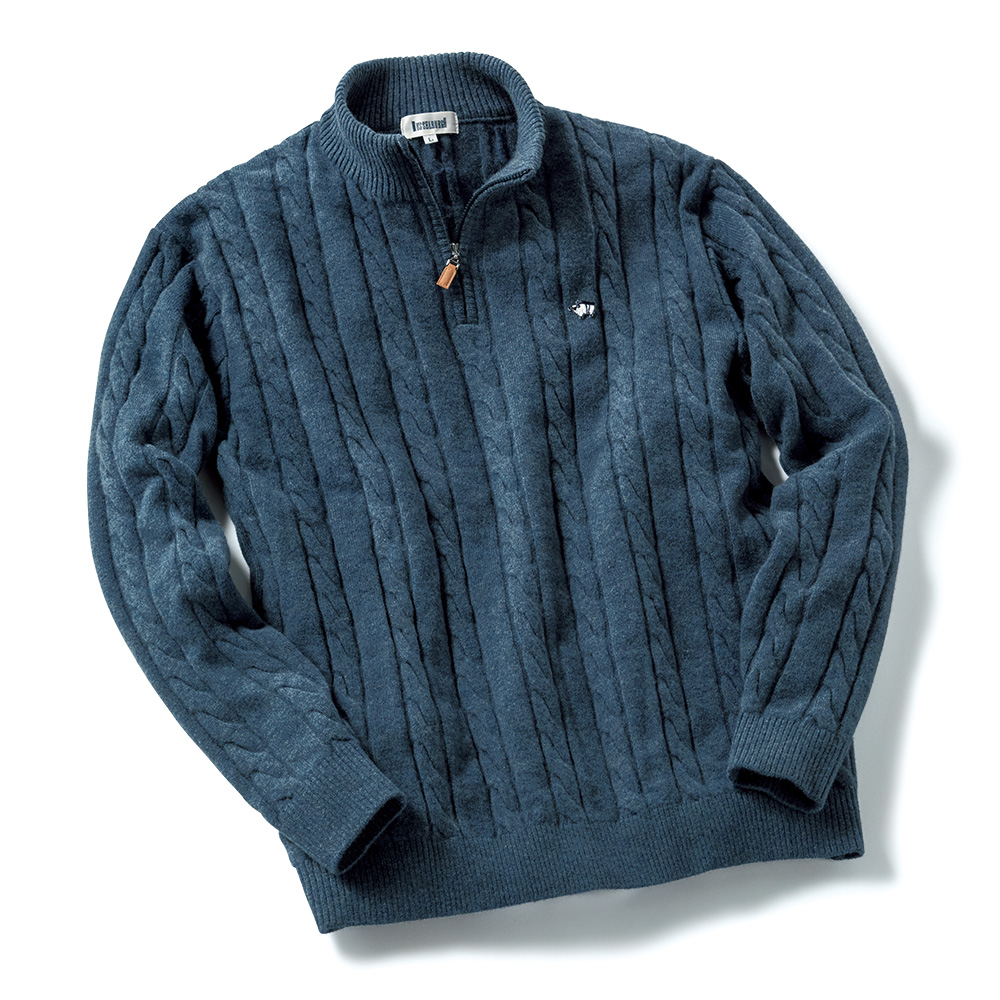 ラムウールハーフジップセーター