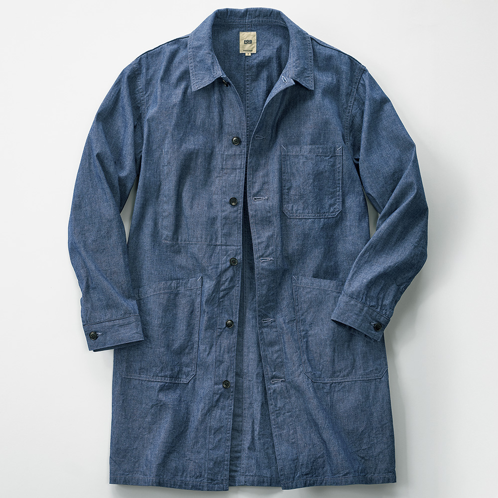 インディゴシャンブレー･フレンチシャツコート