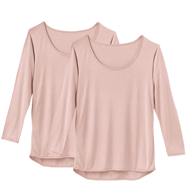 シルク100％七分袖トップス／2枚組