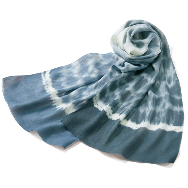 シルク擬紗織り･絞り染めストール