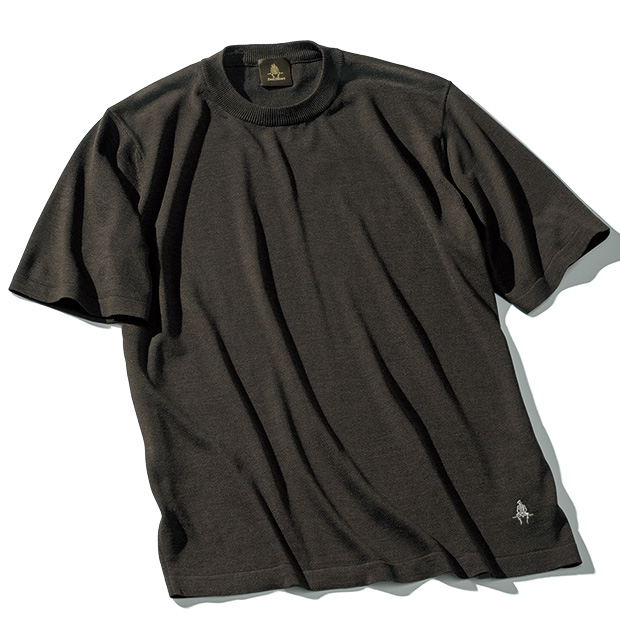 シルク混ドレスニットTシャツ