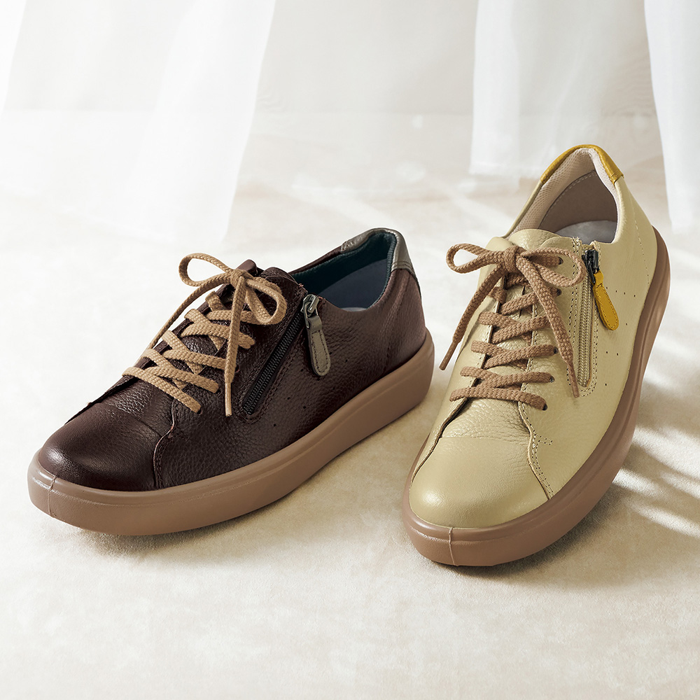 アクセサリー shoe アキレス・ソルボ ファスナー使いレザースニーカー | ライトアップ