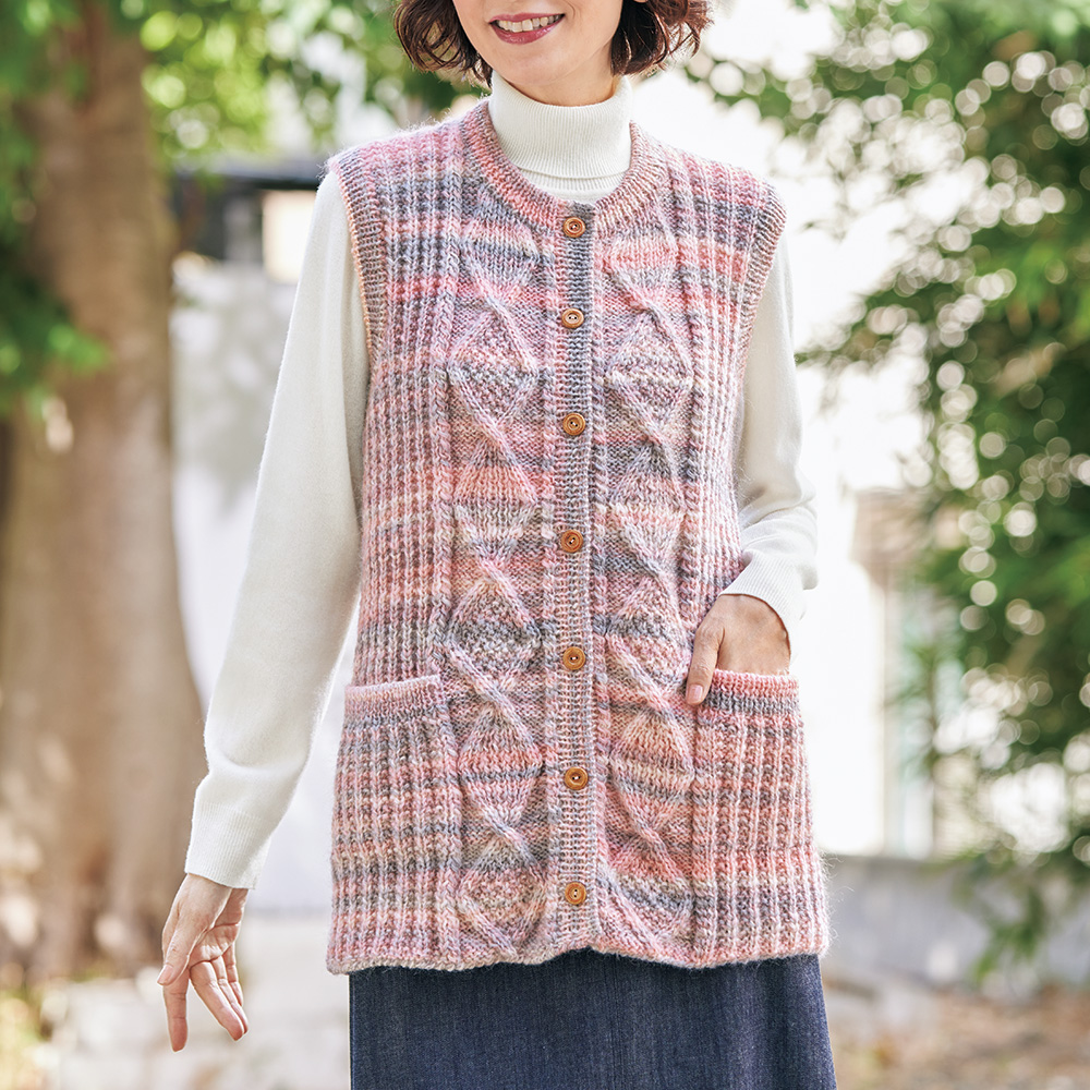 手編み婦人用ロングベスト