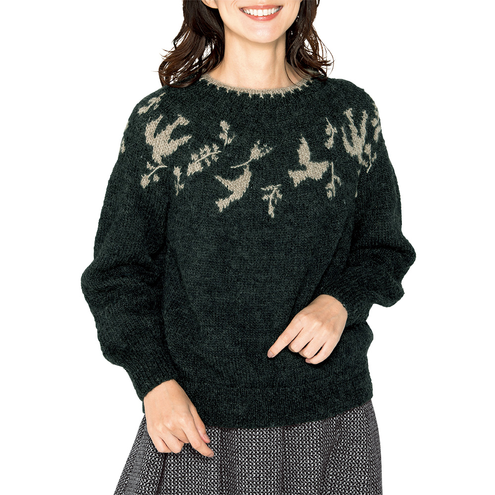 バードモチーフウールセーター