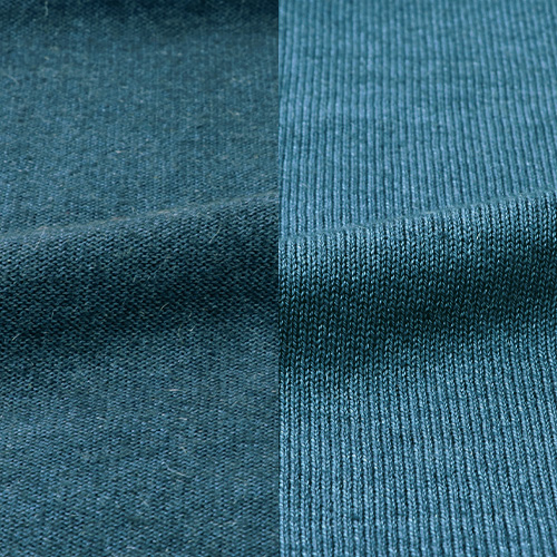 濃淡ブルーのカシミヤ混リバーシブルセーター