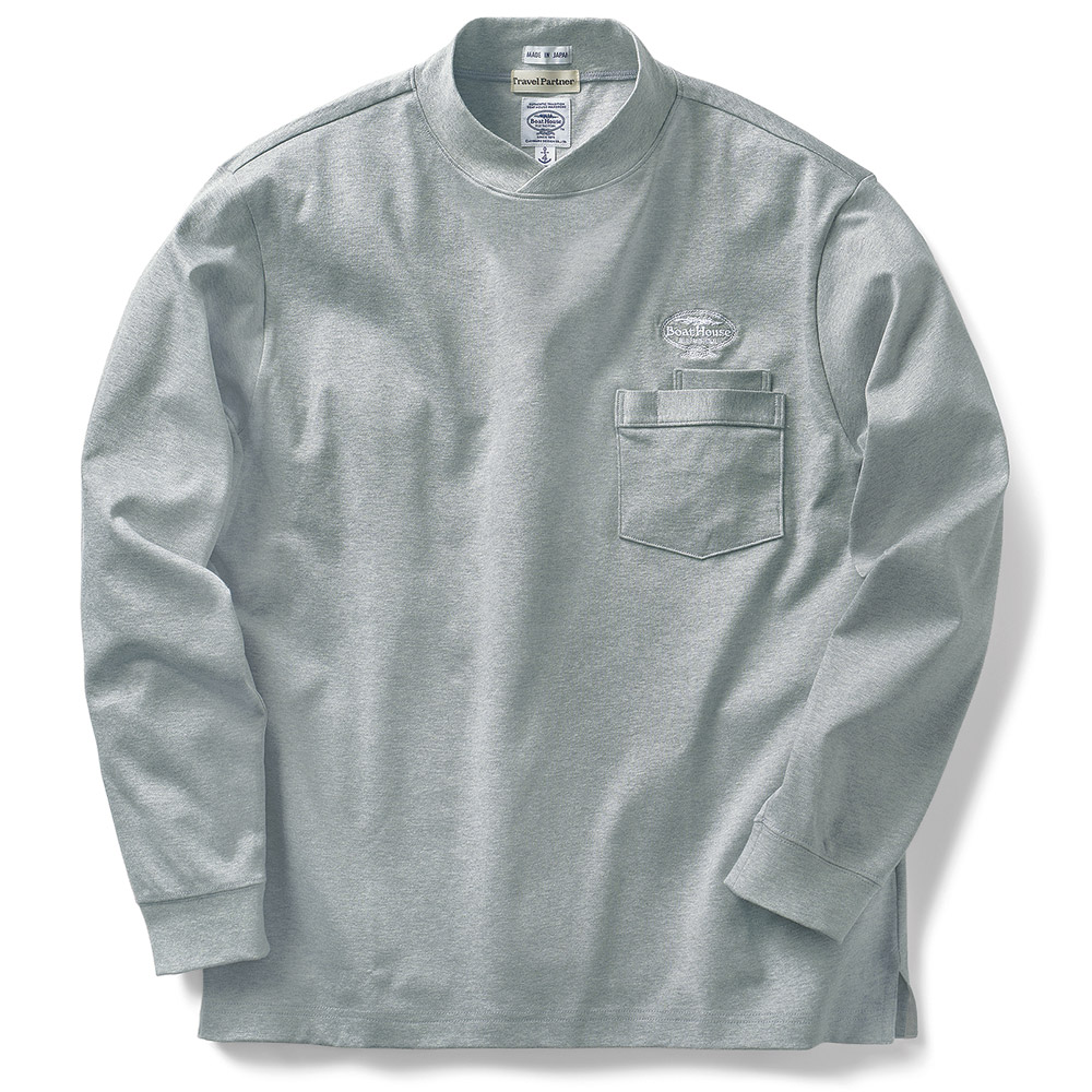 ジャケットに合う･クロスネック長袖Tシャツ