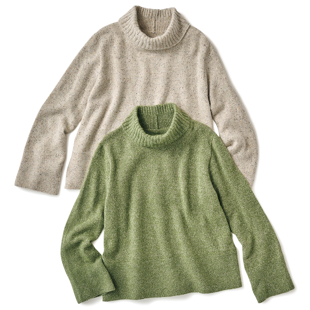 ウールシルク混タートルネックプルオーバー