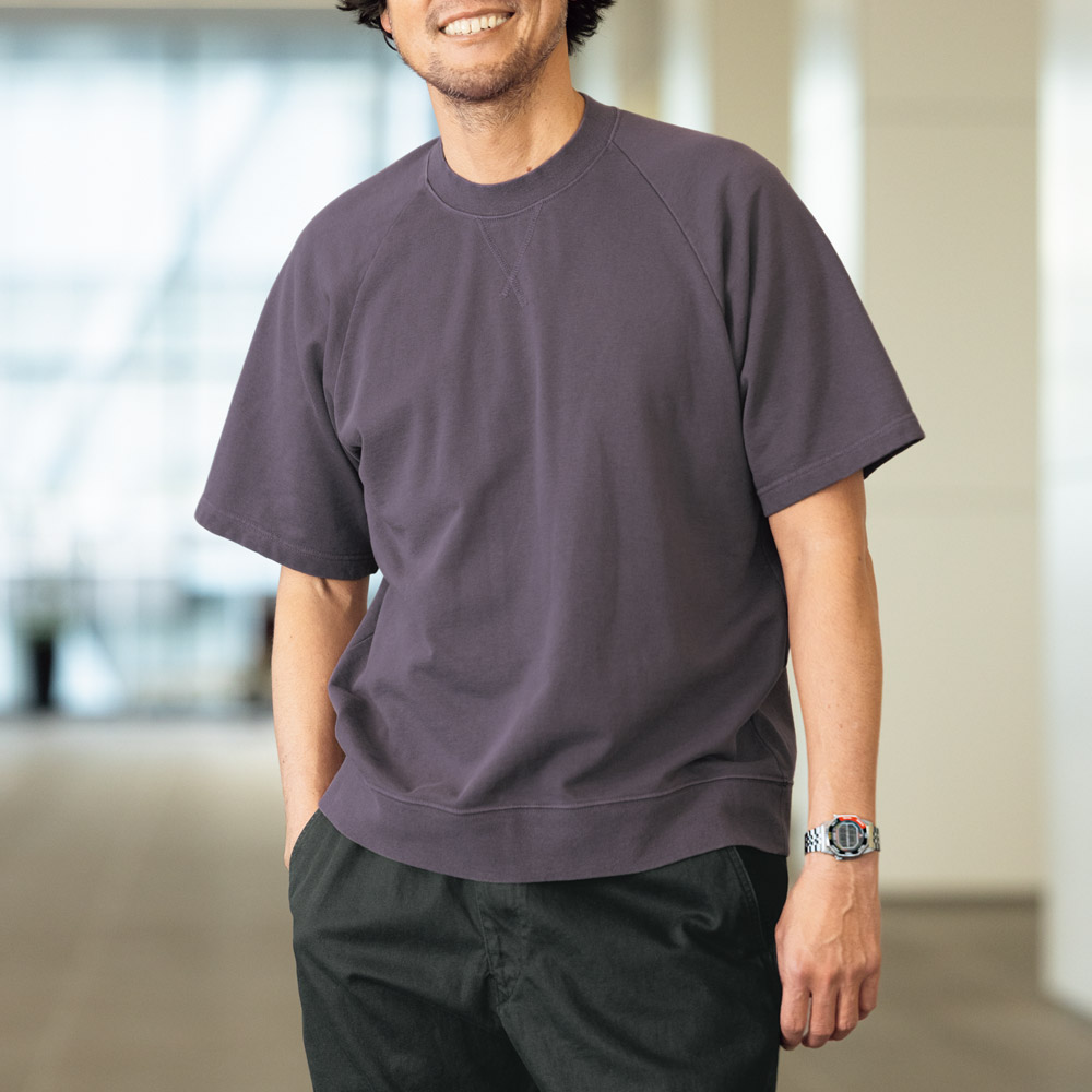 硫化染めミニ裏毛･半袖スウェットシャツ