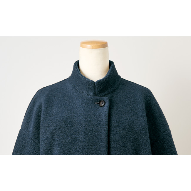 ウール混スライバーニットコート