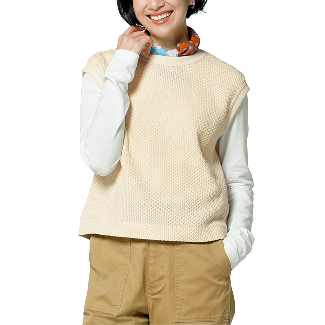 鹿の子編みフレンチスリーブプルオーバー