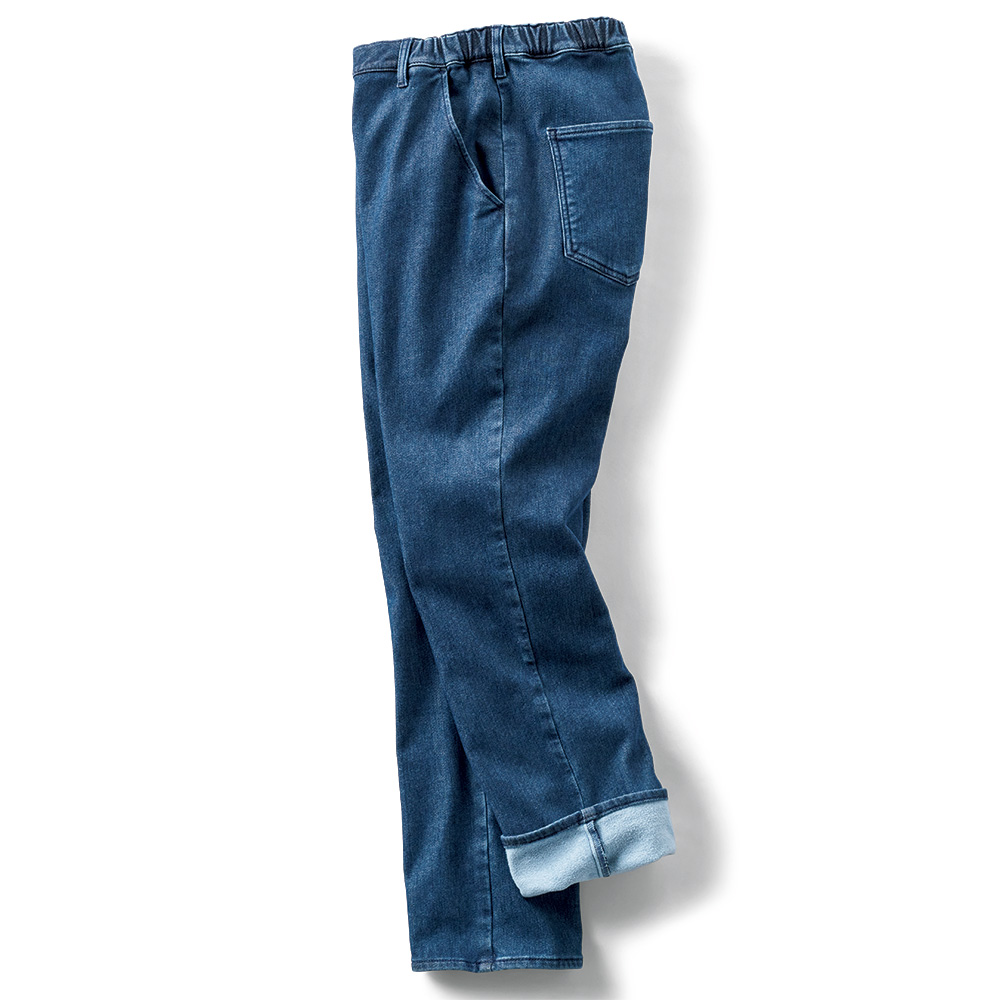 のびのびストレッチと裏起毛のイージーデニムパンツ