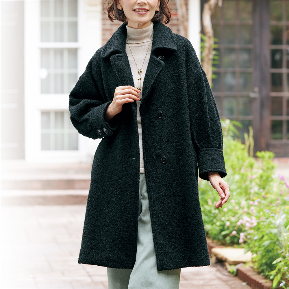 モヘヤ混デザインコート