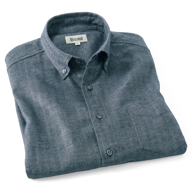 ウインターコットン･ヘリンボーン柄シャツ