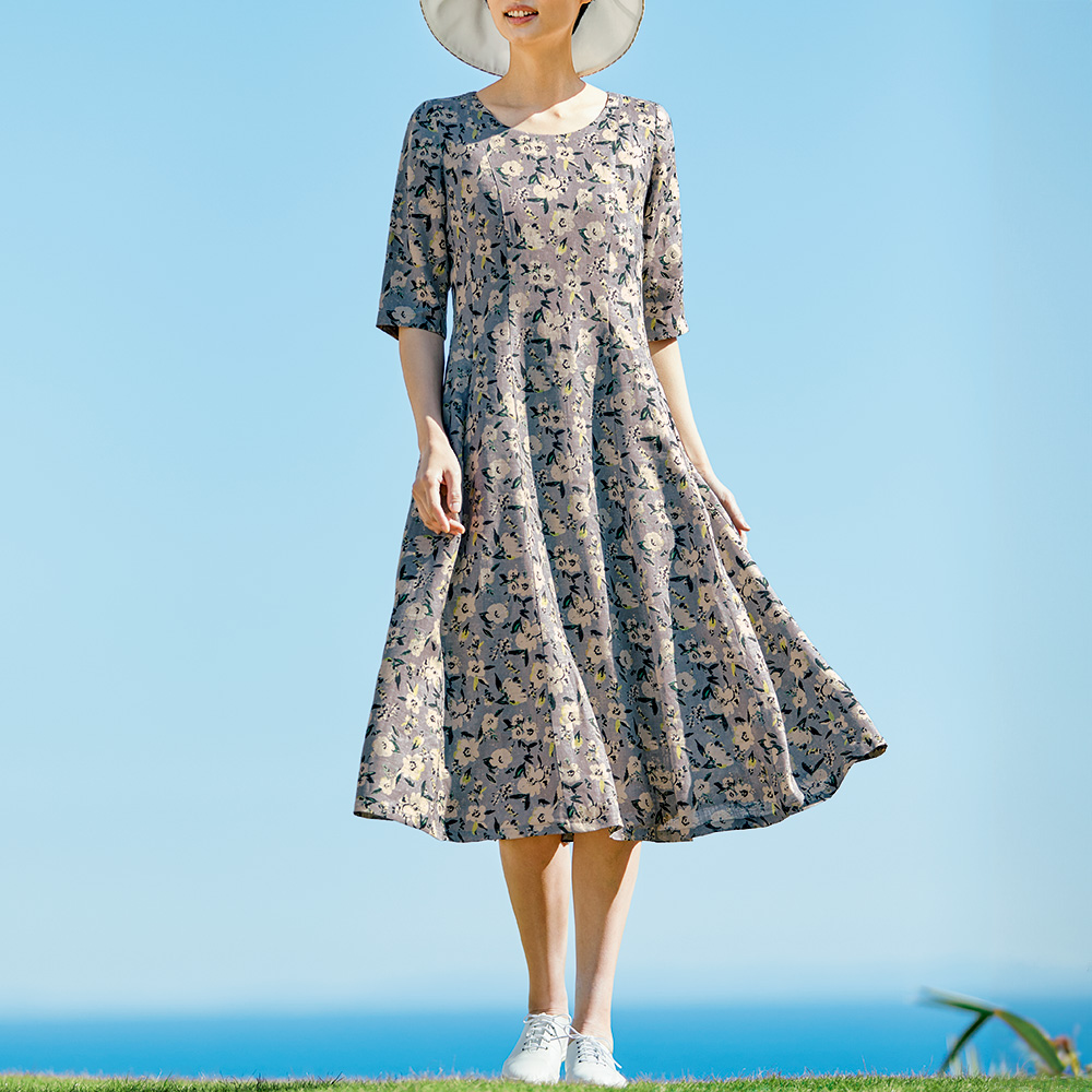 リネンプリントワンピース