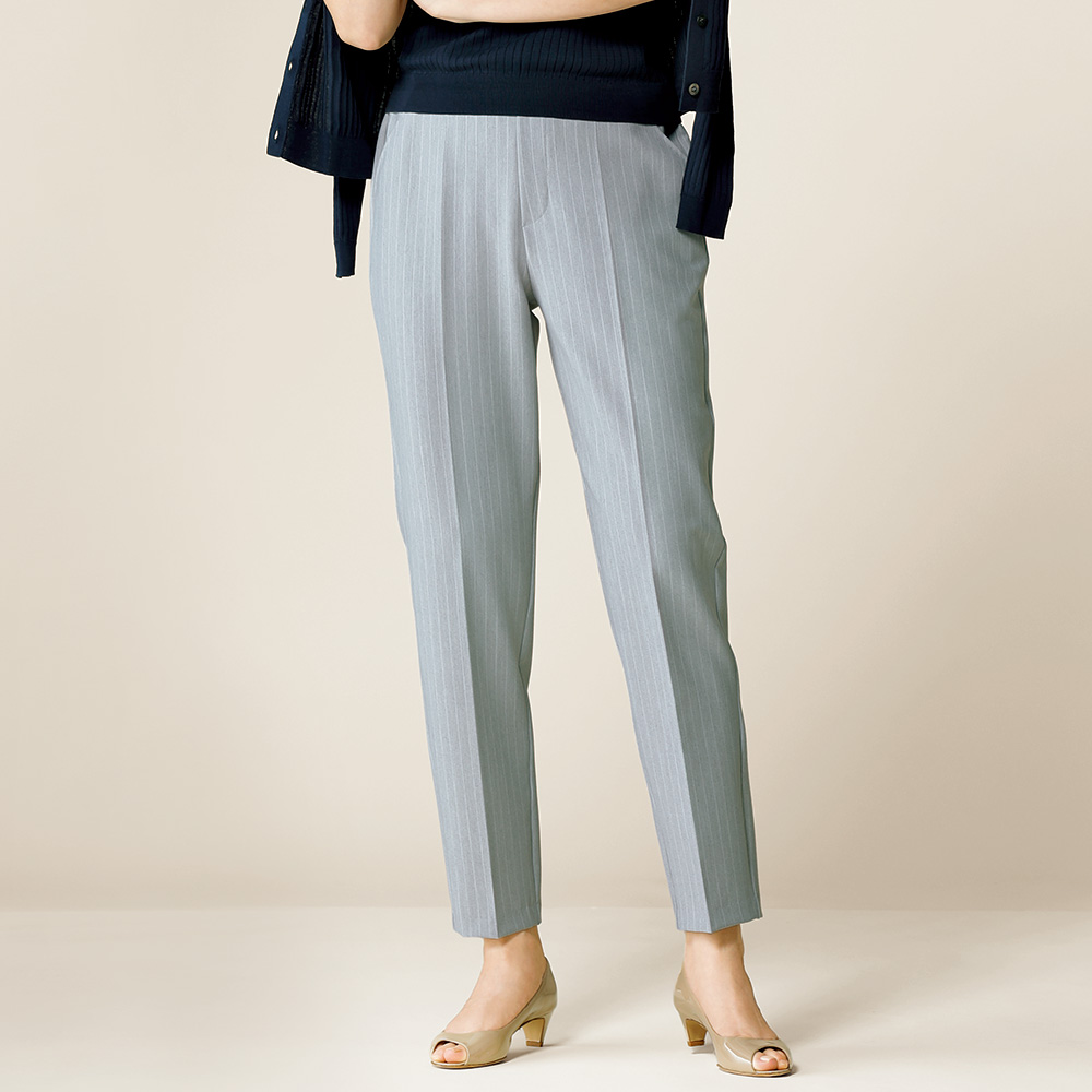 レーヨン混･センタープリーツテーパードパンツ