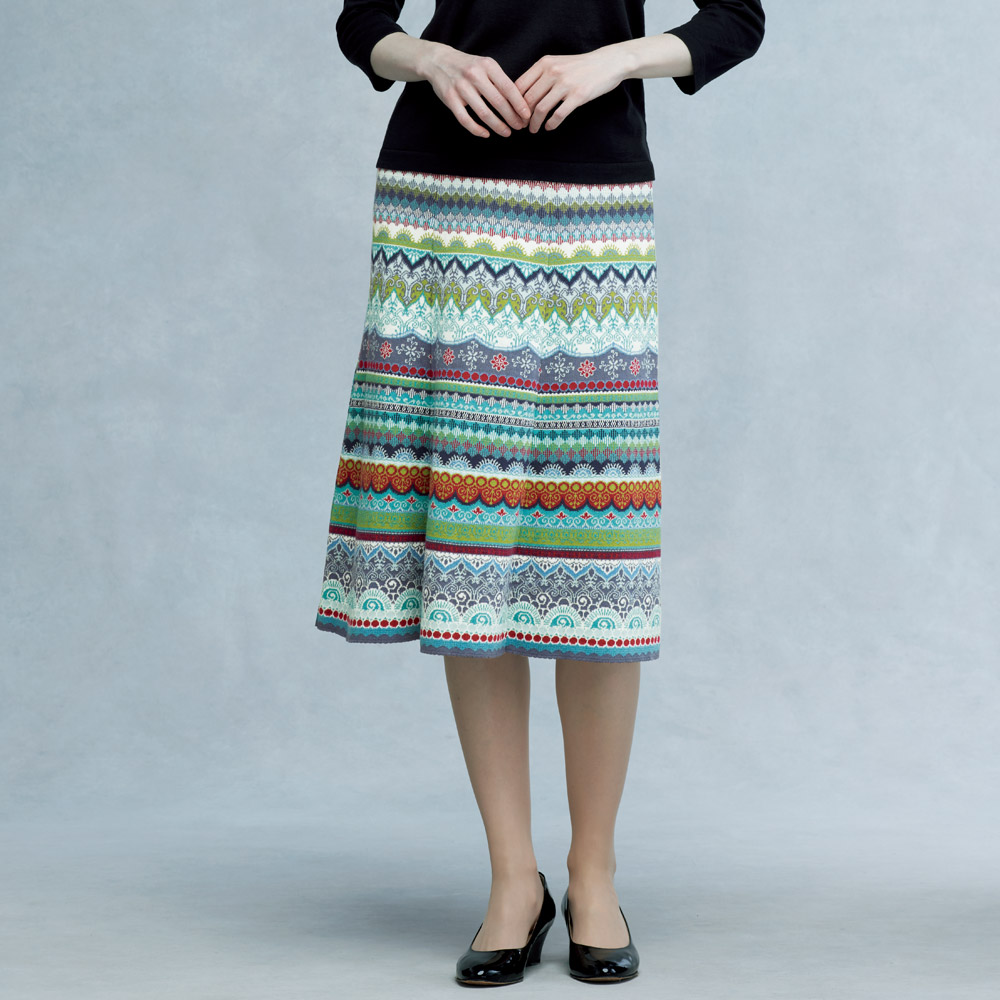 コットンジャカードフレアースカート／当社限定モデル