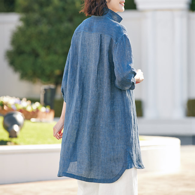 麻のストライプシャツ