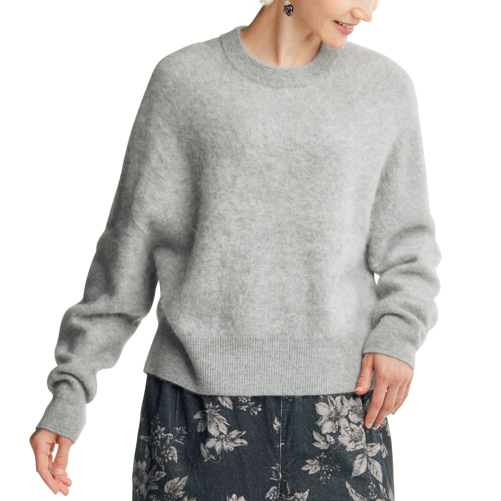 ファー加工カシミヤニットプルオーバー