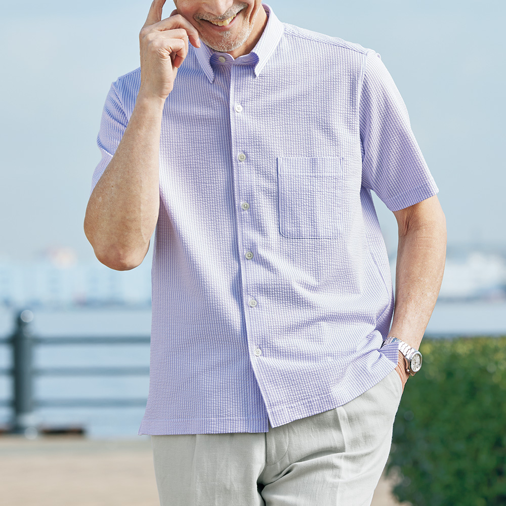 ニットサッカー半袖シャツ