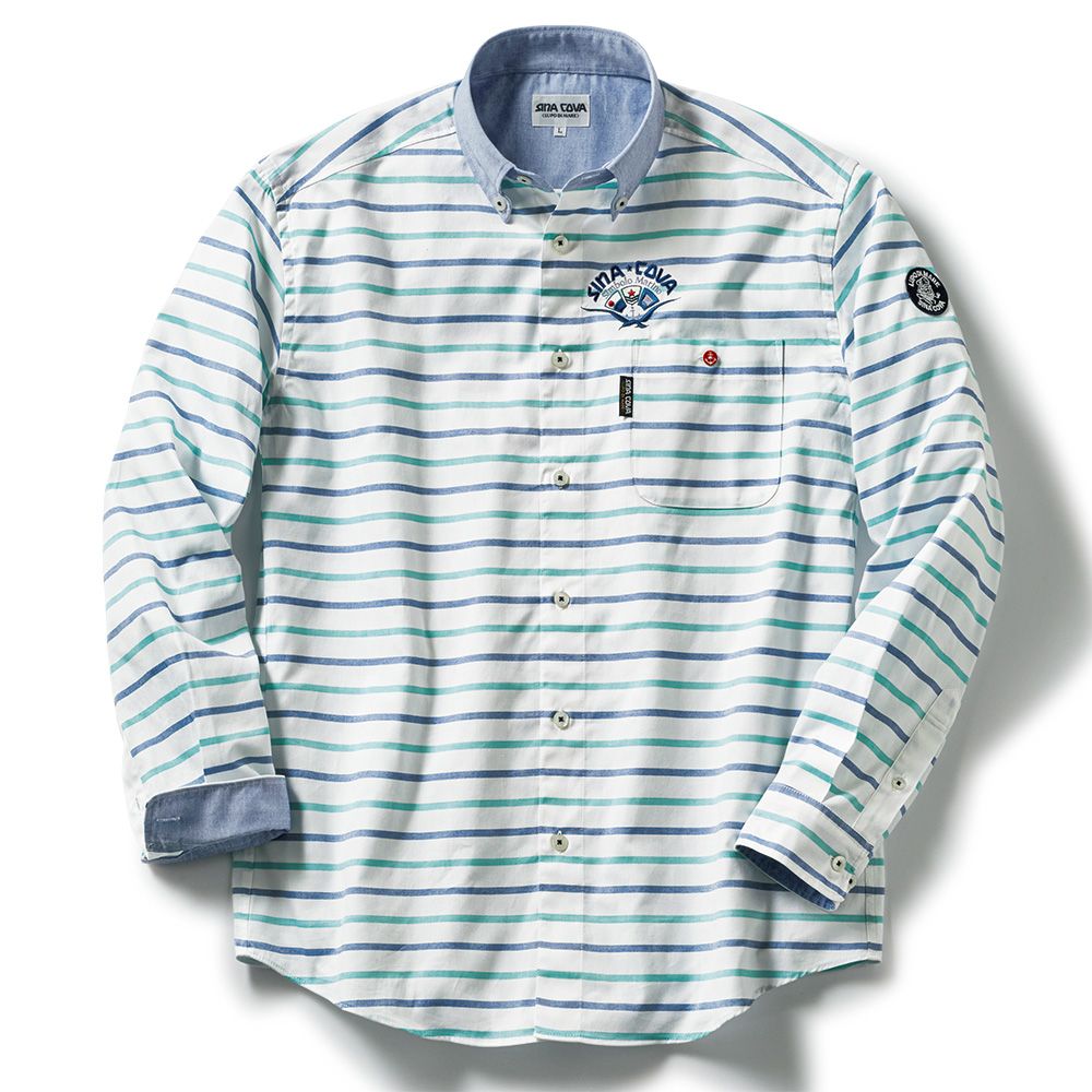 マリンボーダー長袖シャツ