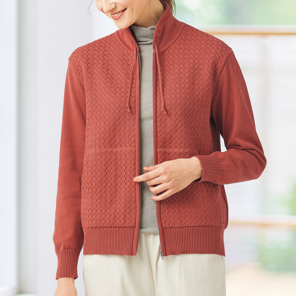 洗えるシルク混･ニットブルゾン