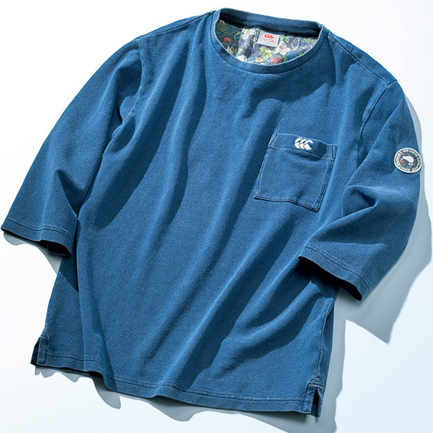 インディゴソリッド･七分袖リラックスTシャツ