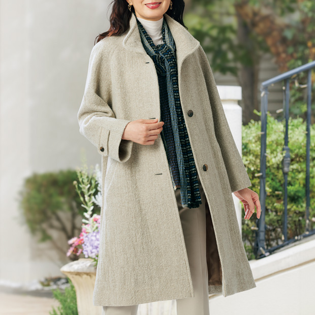 ハイランドウール・斜子織ラグランコート