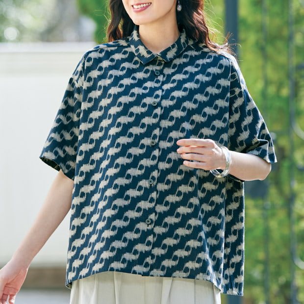 インディゴ抜染シャツ