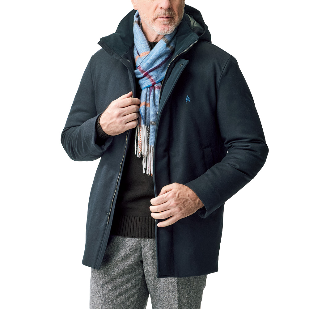 ウール混フランネル･シェルダウンジャケット