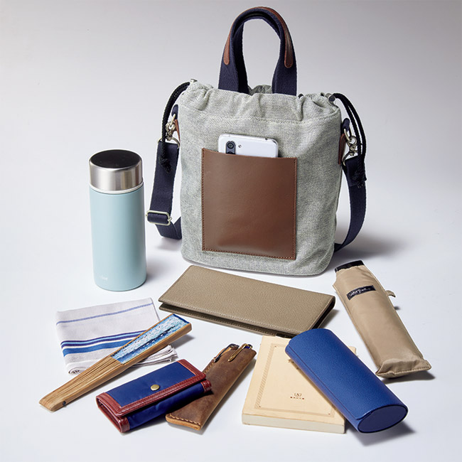 8号シャンブレー帆布･大人の巾着バッグ