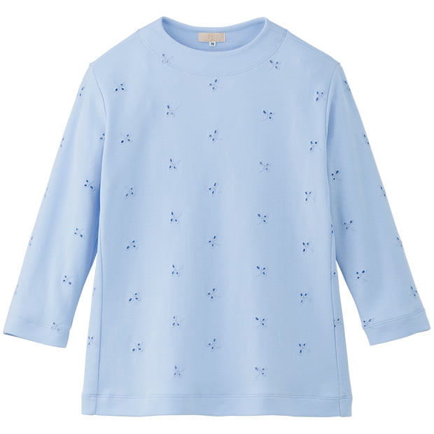コットン七分袖Tシャツ／穴三つ葉