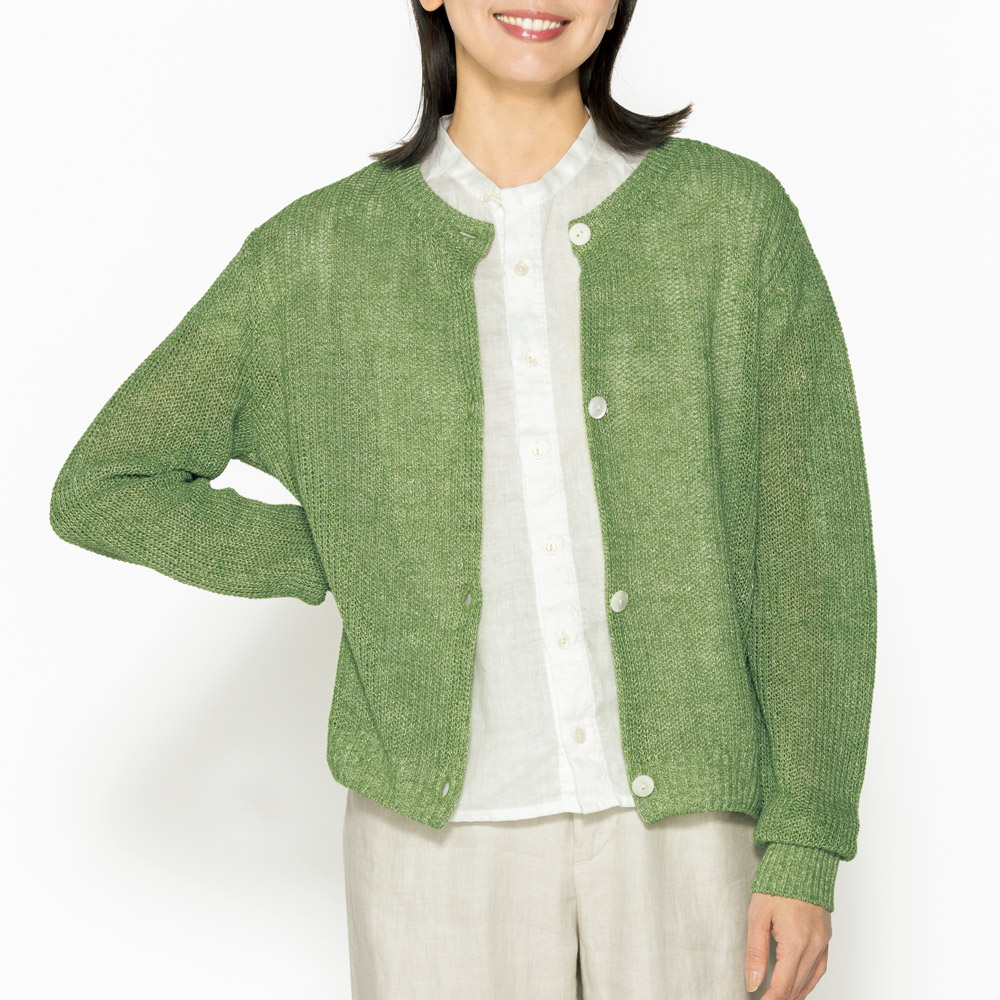 リネン畦編みカーディガン