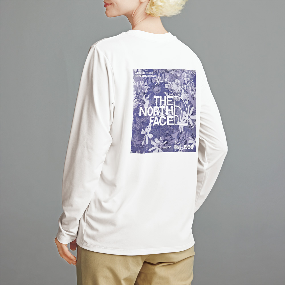 ロングスリーブフラワースクウェアロゴティー/2色セット
