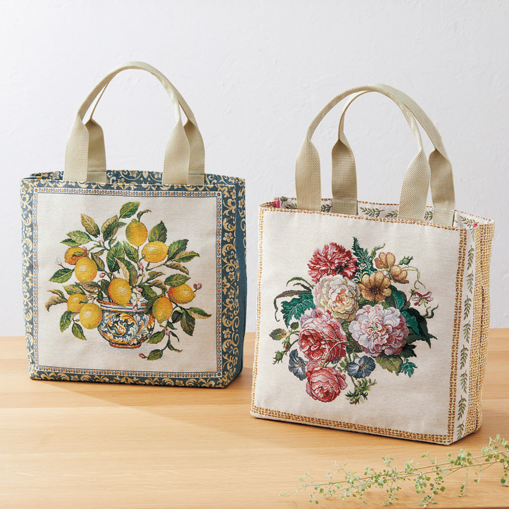 スペイン製ジャカード生地を使ったトートバッグ